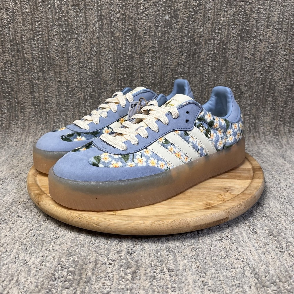 NEW Adidas Samba Womens Size 6.5 Liberty London Blue Cream Floral Sneakers Shoes